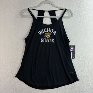 Under Armour Wichita State Tank Top Women M Black Workout Gym Shirt Heatgear NWT